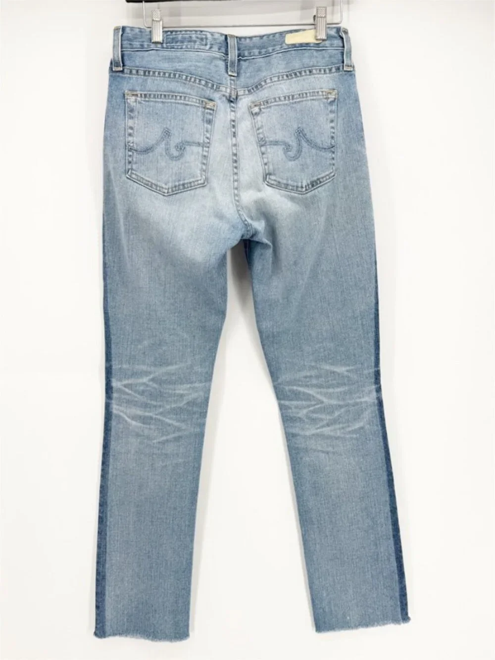 AG Adriano Goldschmied The Mari High Rise Straight Jean Raw Hem 2-Tone 28R - Picture 6 of 11